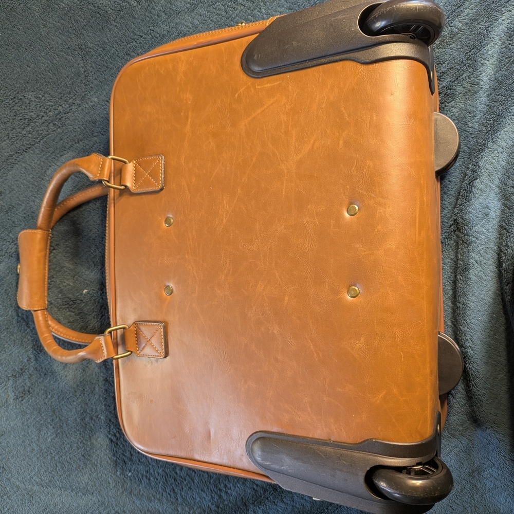 & Other Stories Cognac Leather Laptop Briefcase with Telescopic Handle - Picture 13 of 13